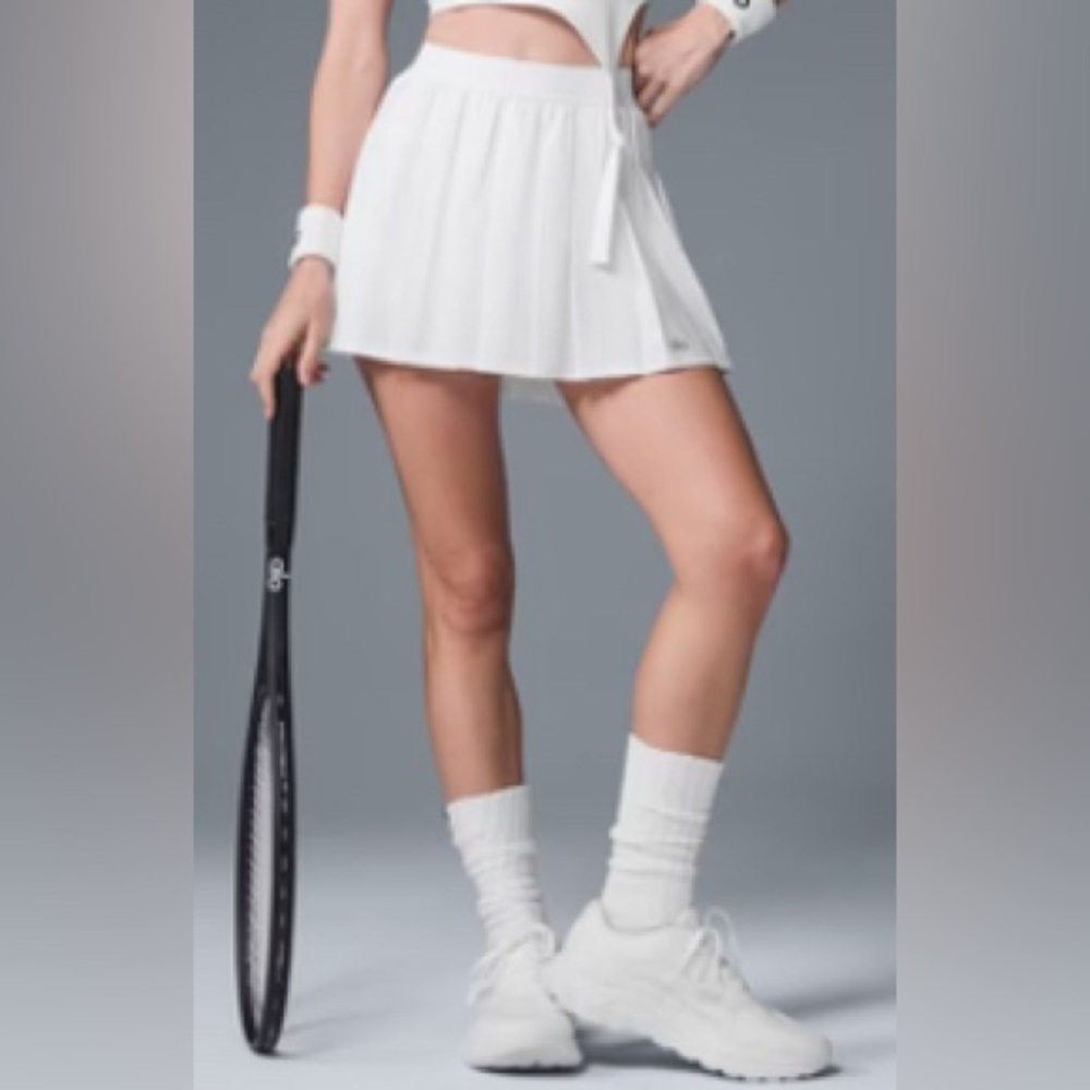 ALO Yoga White Varsity Tennis Skirt